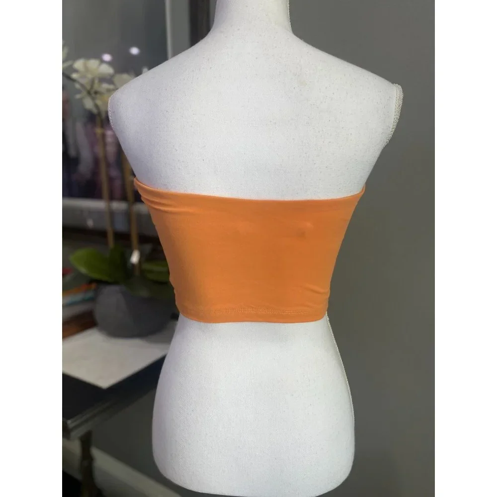 Susana Monaco Tango Orange Strapless Crop Tube Top Women's Size Small S - Picture 9 of 11